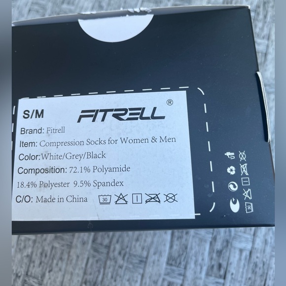 Fitrell 2 pairs compression support socks, unisex, 20-30mmHg, gray & black, S/M - Picture 4 of 7